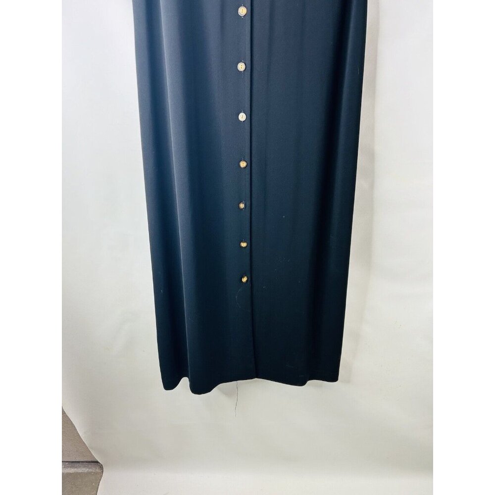 Talbots Black Slinky Collared Button Long Midi Dr… - image 3